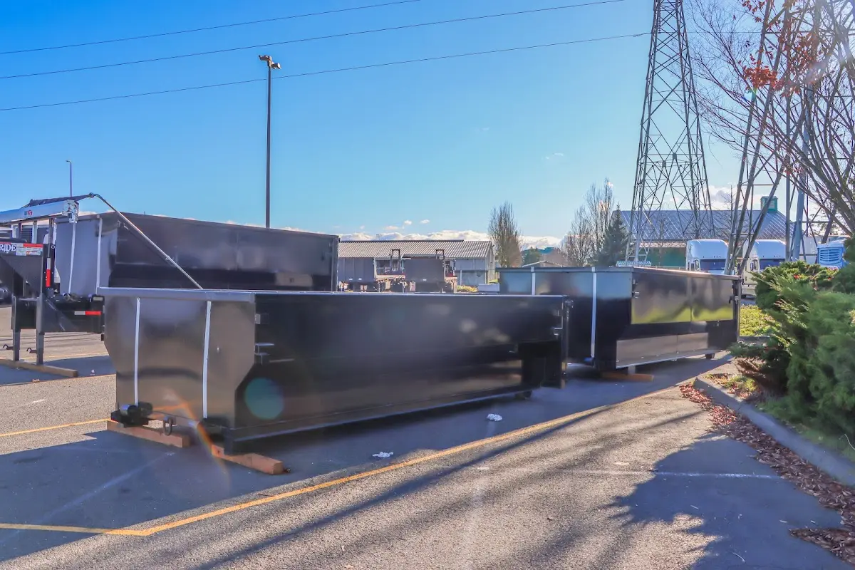 Roll-off dumpster ready for waste disposal at job site for Estate Cleanout Dumpster Rental in South Riding